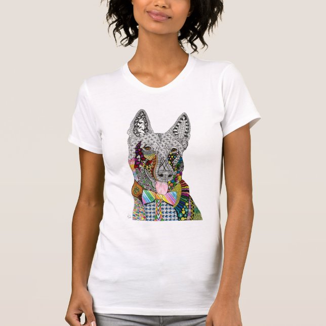 T-shirt berger allemand mignon et coloré (Devant)