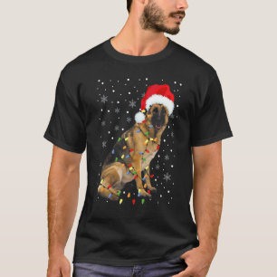 T-shirt Berger Allemand Noël Chapeau de Père Noël Lumières