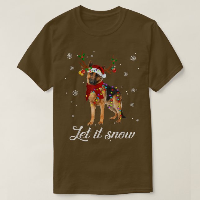 T-shirt Berger allemand Noël Qu'il neige  (Design devant)