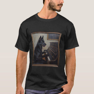 T-shirt Berger allemand noir chien de piano