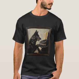T-shirt Berger allemand noir chien de piano