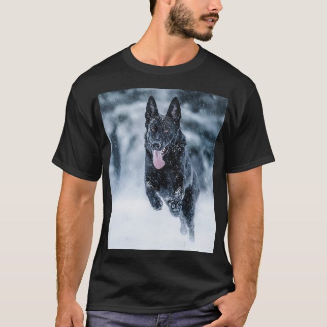 T-shirt Berger allemand noir dans la couverture de duvet d (Devant)