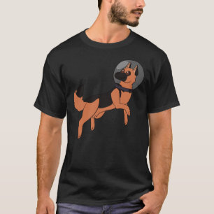 T-shirt Berger Allemand Noir Et Rouge Dans L'Espace
