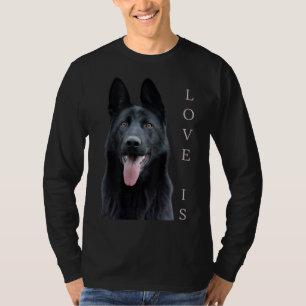 T-shirt Berger allemand noir Shepard Chien Maman Papa Aime