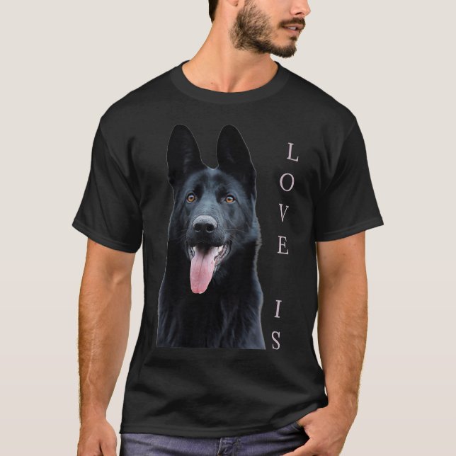 T-shirt Berger allemand noir Shepard Chien Maman Papa Aime (Devant)