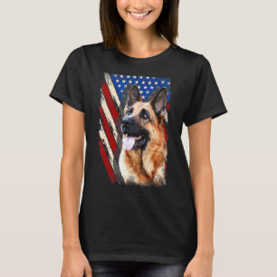 T-shirt Berger Allemand Patriotique Chien Drapeau Américai