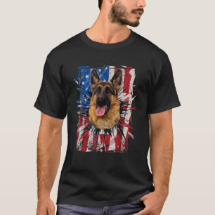 T-shirt Berger allemand patriotique déchiré drapeau améric