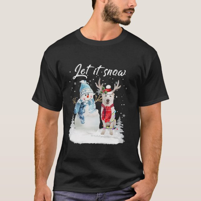T-shirt Berger allemand Père Noël Chien Noël Snowman Noël  (Devant)