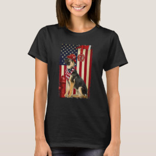 T-shirt Berger Allemand Pompiers Drapeau Américain