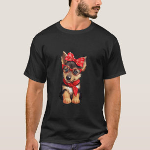 T-shirt Berger Allemand Portant Des Lunettes Rouges Et Un 