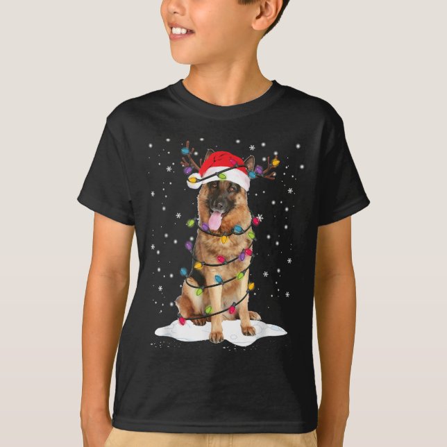 T-shirt Berger allemand sapin de Noël Pyjama clair Chien X (Devant)