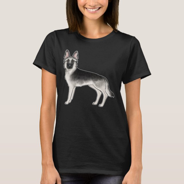 T-shirt Berger Allemand Silver Sable Chien de Dessin Animé (Devant)