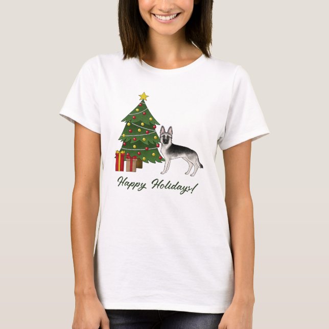 T-shirt Berger Allemand Silver Sable Noël Festif (Devant)