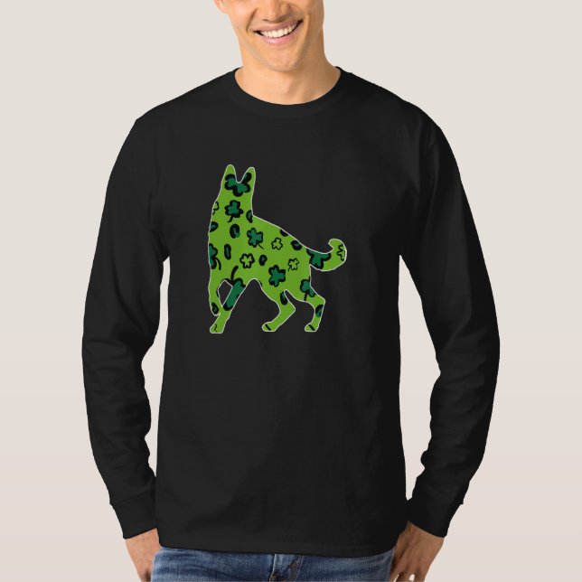 T-shirt Berger allemand St Patrick S Day Leopard vert Sha (Devant)