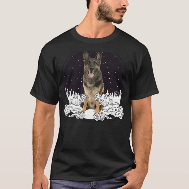 T-shirt Berger Allemand Sur Étoiles (Devant)