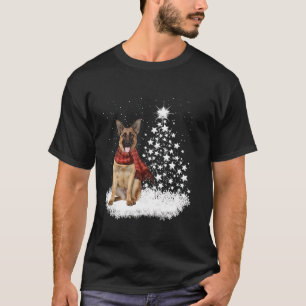 T-shirt Berger Allemand Sur La Neige Éclairage Arbre De No