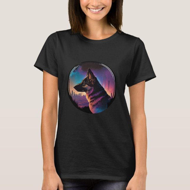 T-shirt Berger allemand synthwave vibrant avec esthétique  (Devant)