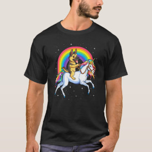 T-shirt Berger allemand Unicorn Girls Space Galaxy Arc-en-