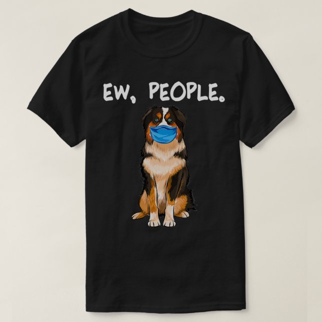 T-shirt Berger Américain Miniature Ew Chien Portant (Design devant)