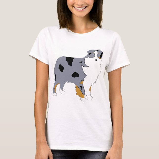 T-shirt berger australien bleu merle silo (Devant)