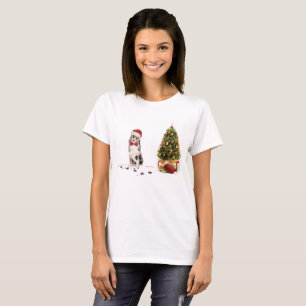 T-shirt Berger australien Chien de Noël drôle avec arbre