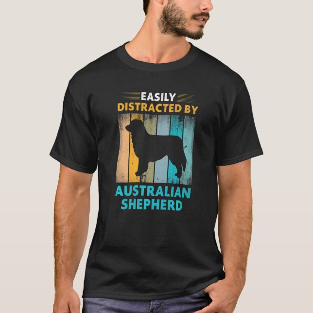 T-shirt Berger australien facilement distrait par les chie (Devant)