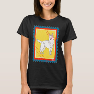 T-shirt Berger Blanc Allemand Timbre-Poste