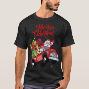 T-shirt Berger Islandais Avec Père Noël En Camion Rouge D