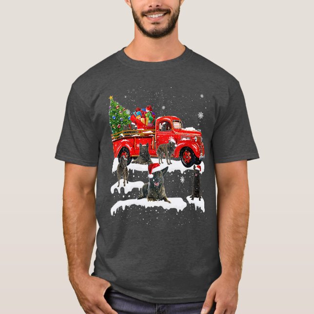 T-shirt Berger néerlandais équitation Camion Rouge Noël Jo (Devant)