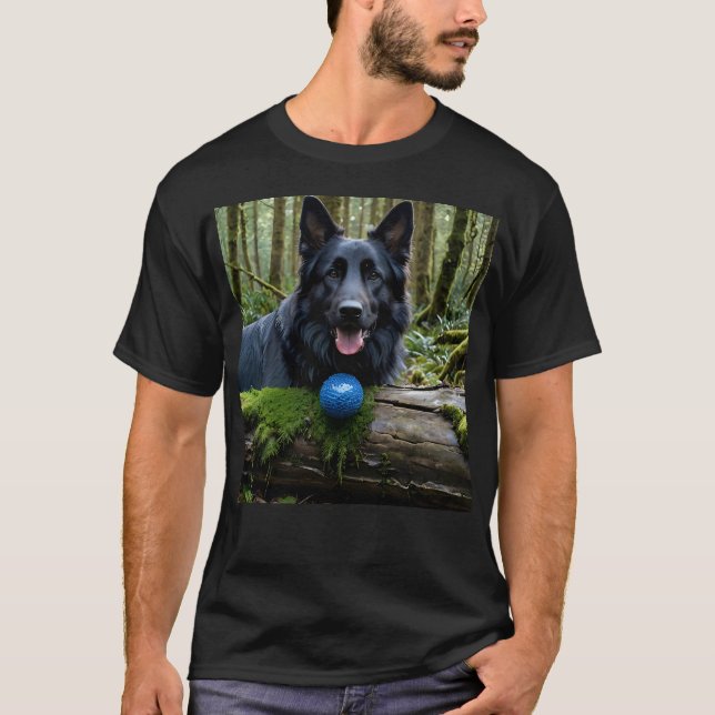 T-shirt Berger noir allemand avec balle (Devant)