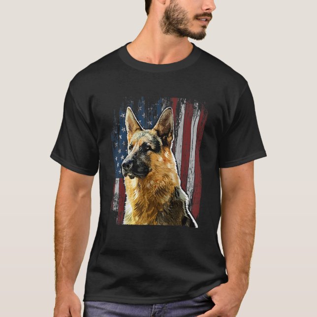 T-shirt Berger patriotique allemand Drapeau américain Don  (Devant)