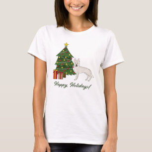 T-shirt Berger suisse blanc GSD Chien vert arbre de Noël