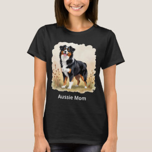 T-shirt Bergère australienne Maman Aussie tricolore noire