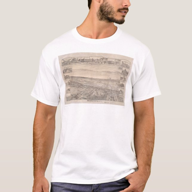 T-shirt Berkeley, carte panoramique 1891 (0099A) de CA - (Devant)