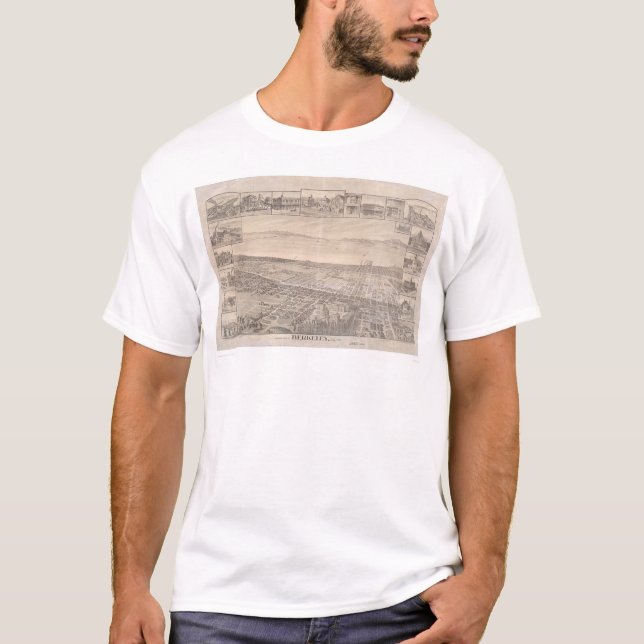 T-shirt Berkeley, carte panoramique 1891 (0099A) - malaise (Devant)