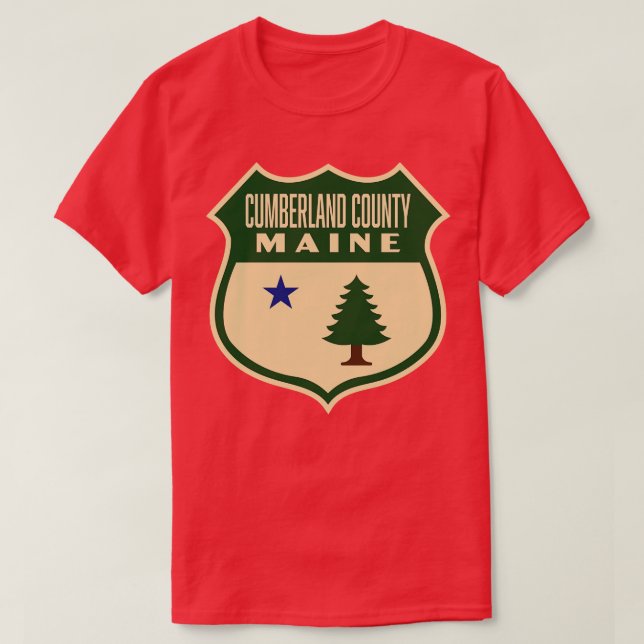 T-shirt berland County Maine Retro Pine Tree Shield Vert (Design devant)