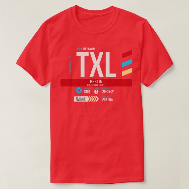 T-shirt Berlin TXL Airport Code Bagages Balise 1 (Design devant)