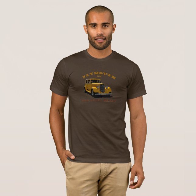 T-shirt Berline 1934 de Plymouth. Coutume. Vieilles règles (Devant entier)