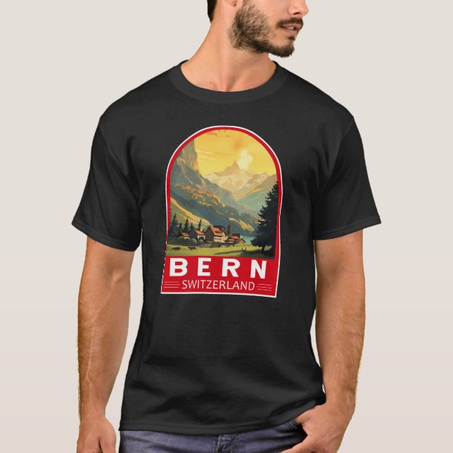 T-shirt Berne Suisse Travel Art Vintage (Devant)