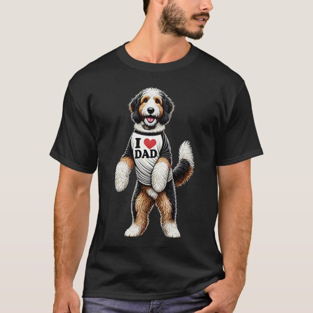 T-shirt Bernedoodle Dad I Love Dad Bernedoodle Lover (Devant)