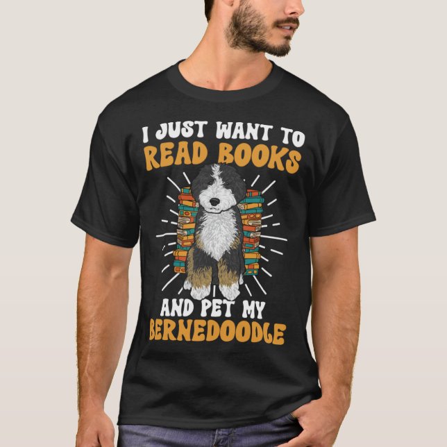 T-shirt Bernedoodle Dog Reading Books Bernedoodle (Devant)