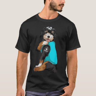 T-shirt Bernedoodle I Love Dad Tattoo Apparel, Dog Dad Gif