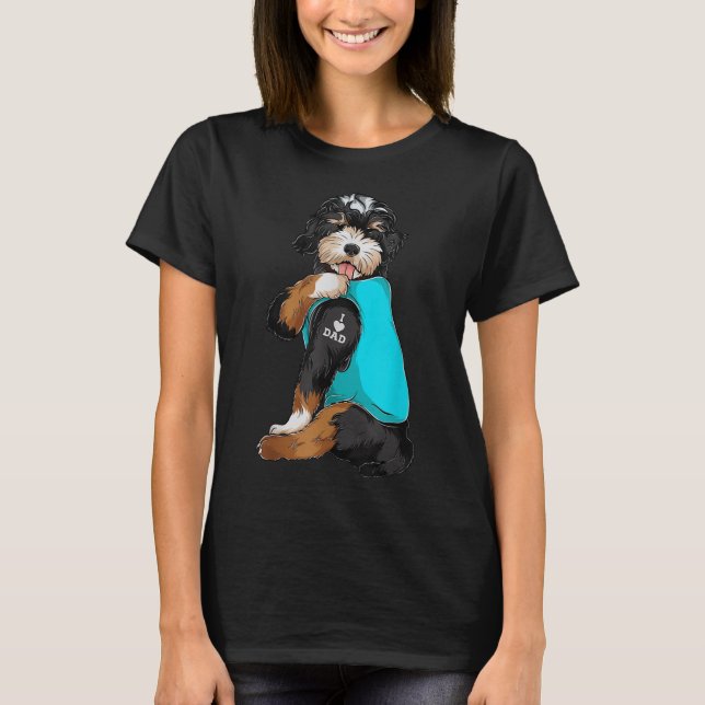T-shirt Bernedoodle I Love Papa Tattoo Apparel, Chien Papa (Devant)