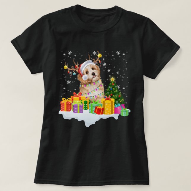 T-shirt Bernedoodle Père Noël Christmas Tree Lights Noël P (Design devant)