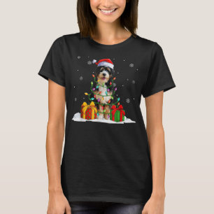 T-shirt Bernedoodle Santa Christmas Tree Lights Xmas Pajam
