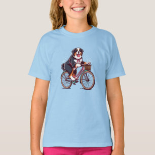 T-shirt Bernese Dog Biker, croiseur bernois aventure vélo