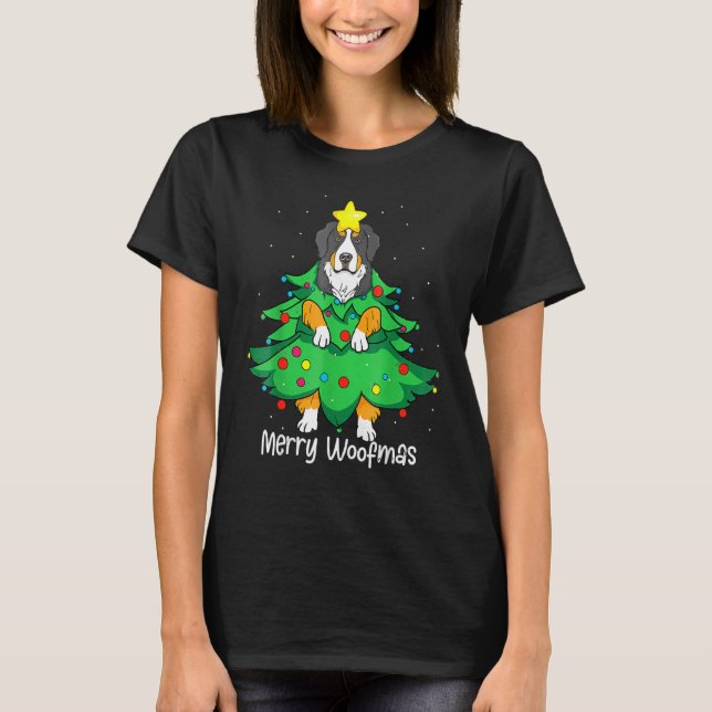 T-shirt Bernese Mountain Christmas Tree D-Og M-Om Papa (Devant)