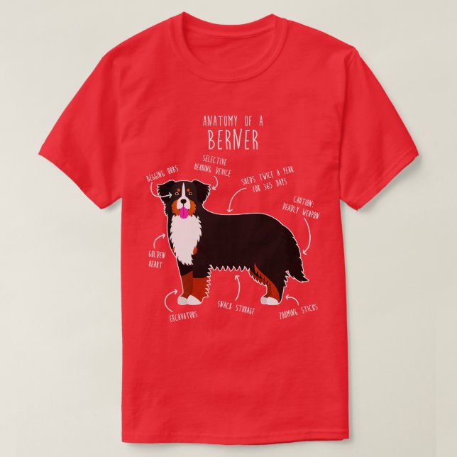 T-shirt Bernese Mountain Dog Anatomie 3 (Design devant)
