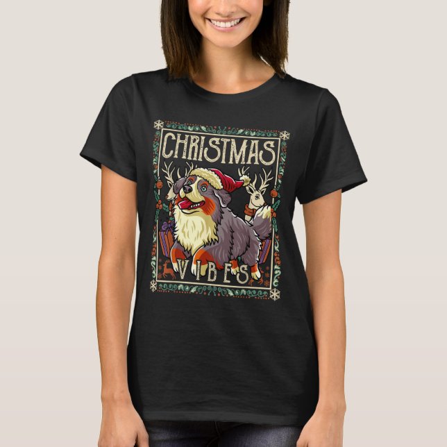 T-shirt Bernese Mountain Dog Christmas Vibes Dog Santa Cla (Devant)