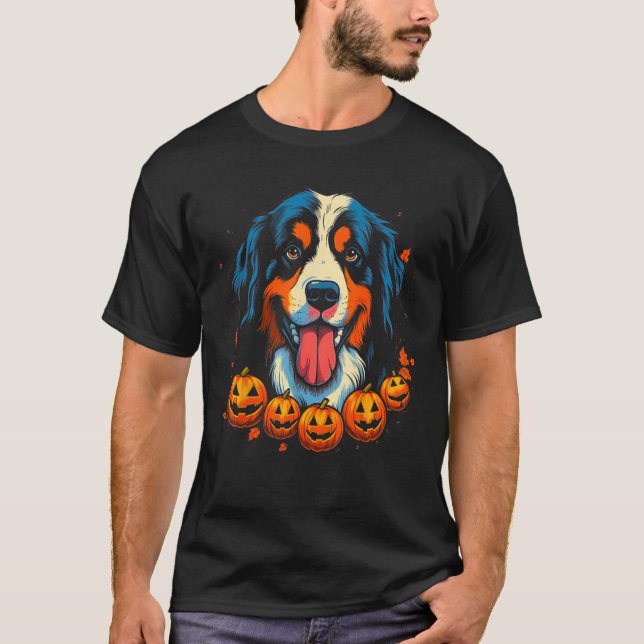 T-shirt Bernese Mountain Dog Halloween (Devant)